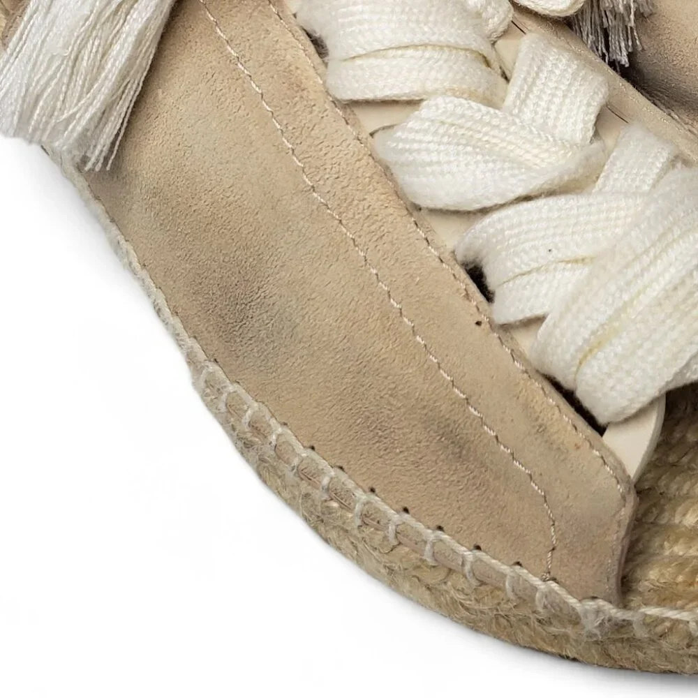 Chloe Harper Slide Sandals Women’s Suede Boho Chunky Lace Up Espadrille Resort 6